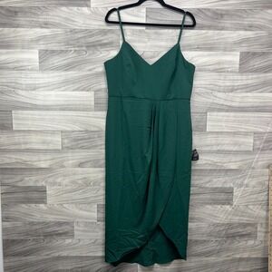 Lulus Midi Dress Women's XL Green Sleeveless Adjustable Straps Back Zip Holiday